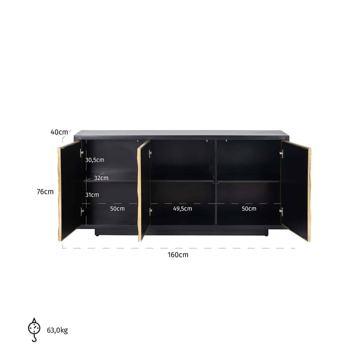 Richmond Sideboard Elinor 3-türig | Schwarz Codeso Living