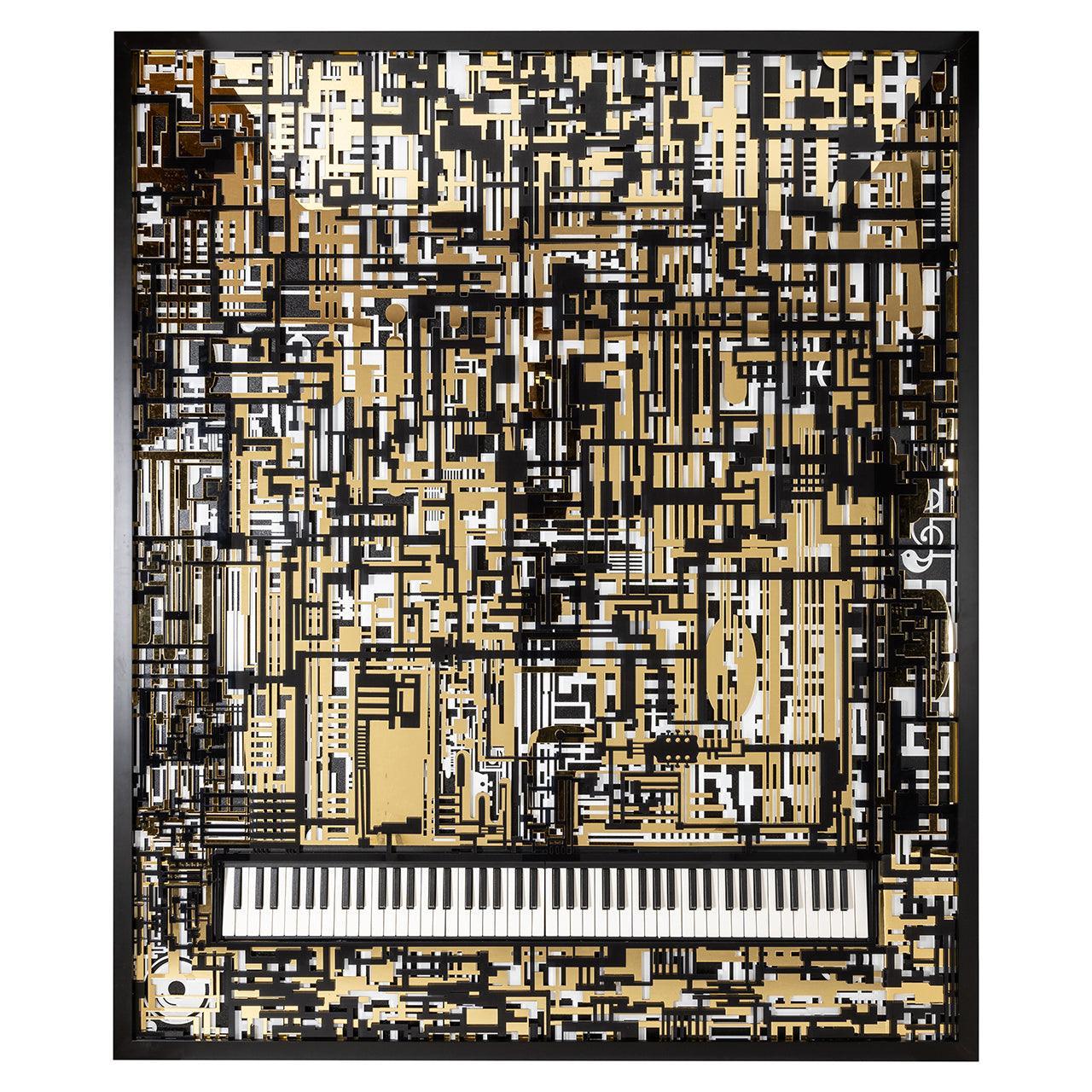 Richmond Interiors Wanddeko Wall art Piano mit echter Klaviermusik | 188x158 cm