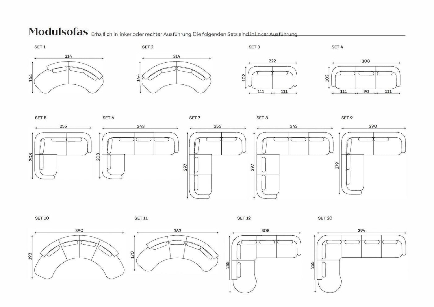 Rundes Sofa Sofia (2-Sitzer)