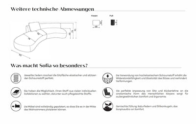 Rundes Sofa Sofia (2-Sitzer)