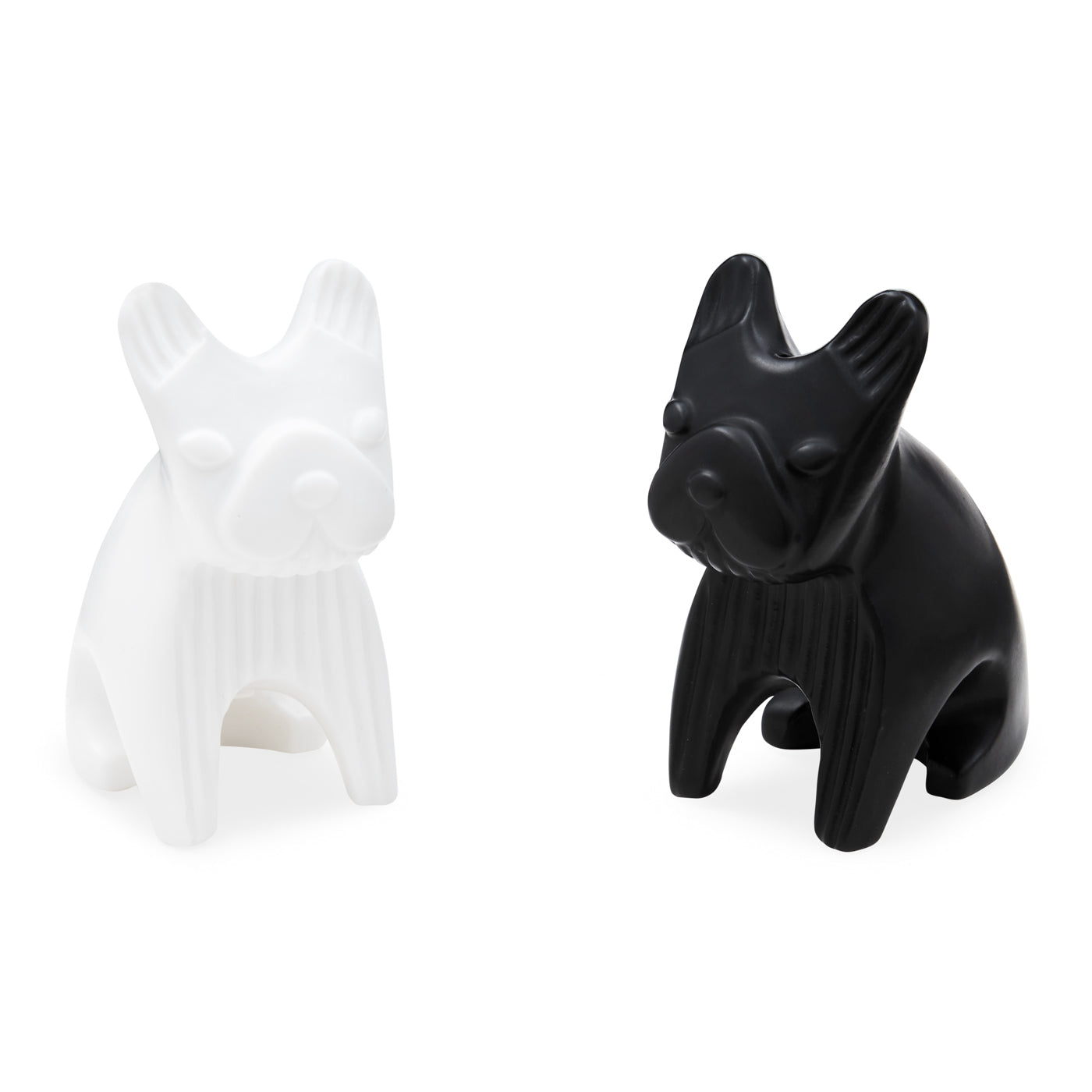 french bulldog salt and pepper set porcelain black and white - front view