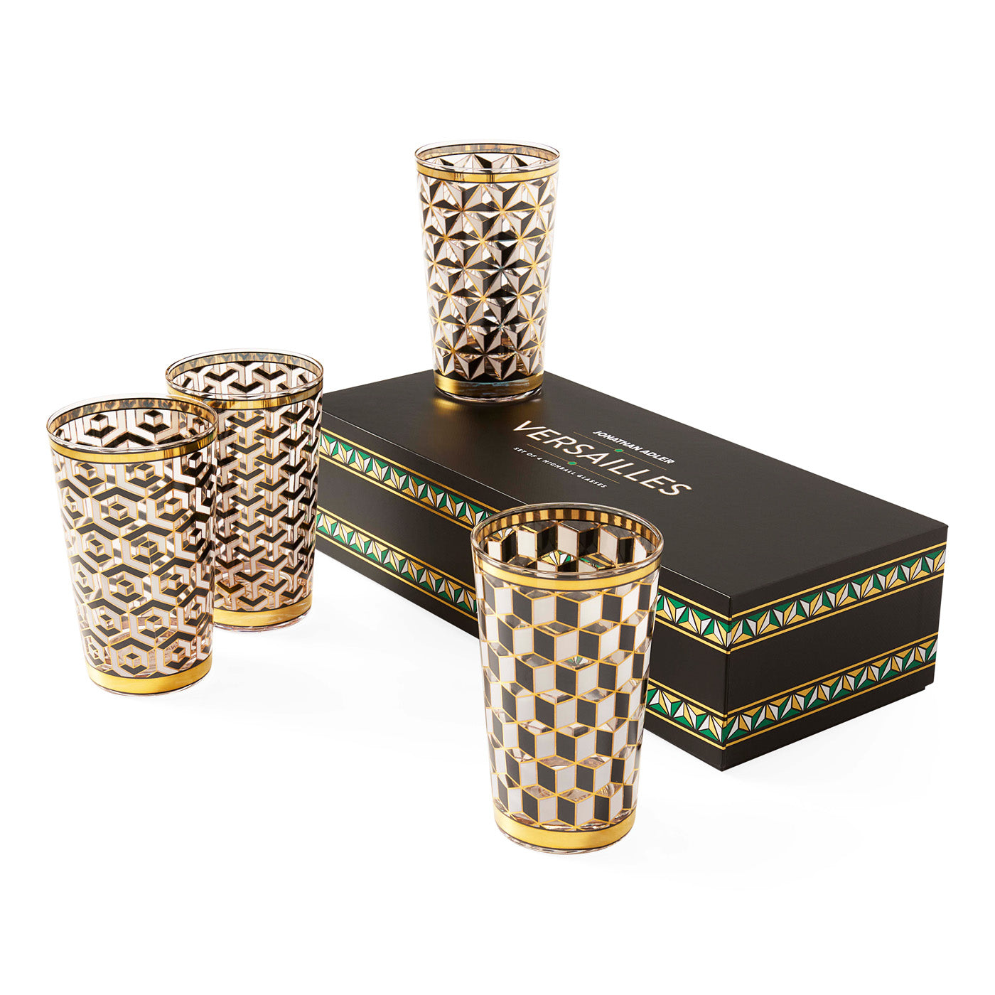 Jonathan Adler 4er Set Highball Gläser Versailles