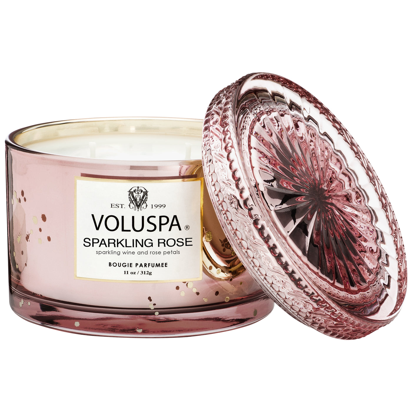 Voluspa 2-Docht Duftkerze Sparkling Rose Vermeil Collection | Corta Maison Candle