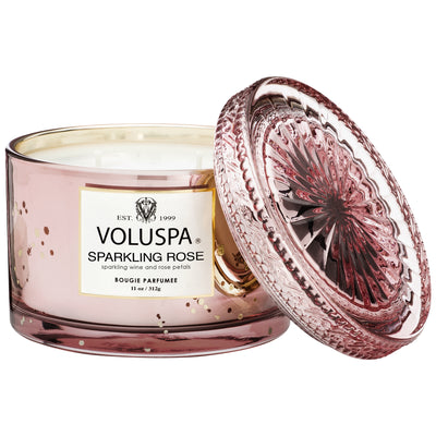 Voluspa 2-Docht Duftkerze Sparkling Rose Vermeil Collection | Corta Maison Candle