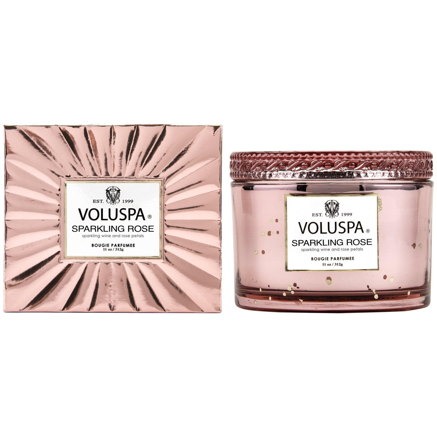 Voluspa 2-Docht Duftkerze Sparkling Rose Vermeil Collection | Corta Maison Candle