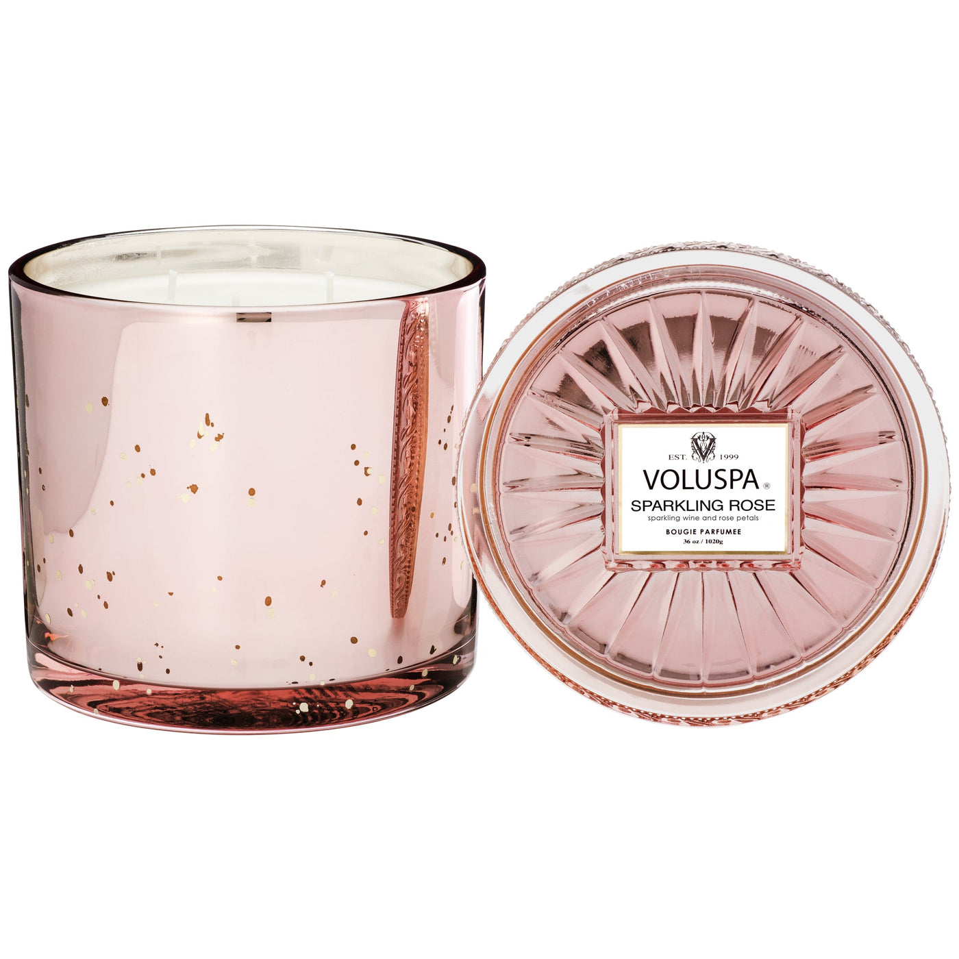 Voluspa 3-Docht Duftkerze Sparkling Rose Vermeil Collection | Grande Maison Candle