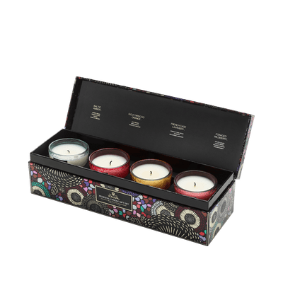 Voluspa Geschenkset mit 4 Petite Pedestal Mini Duftkerzen