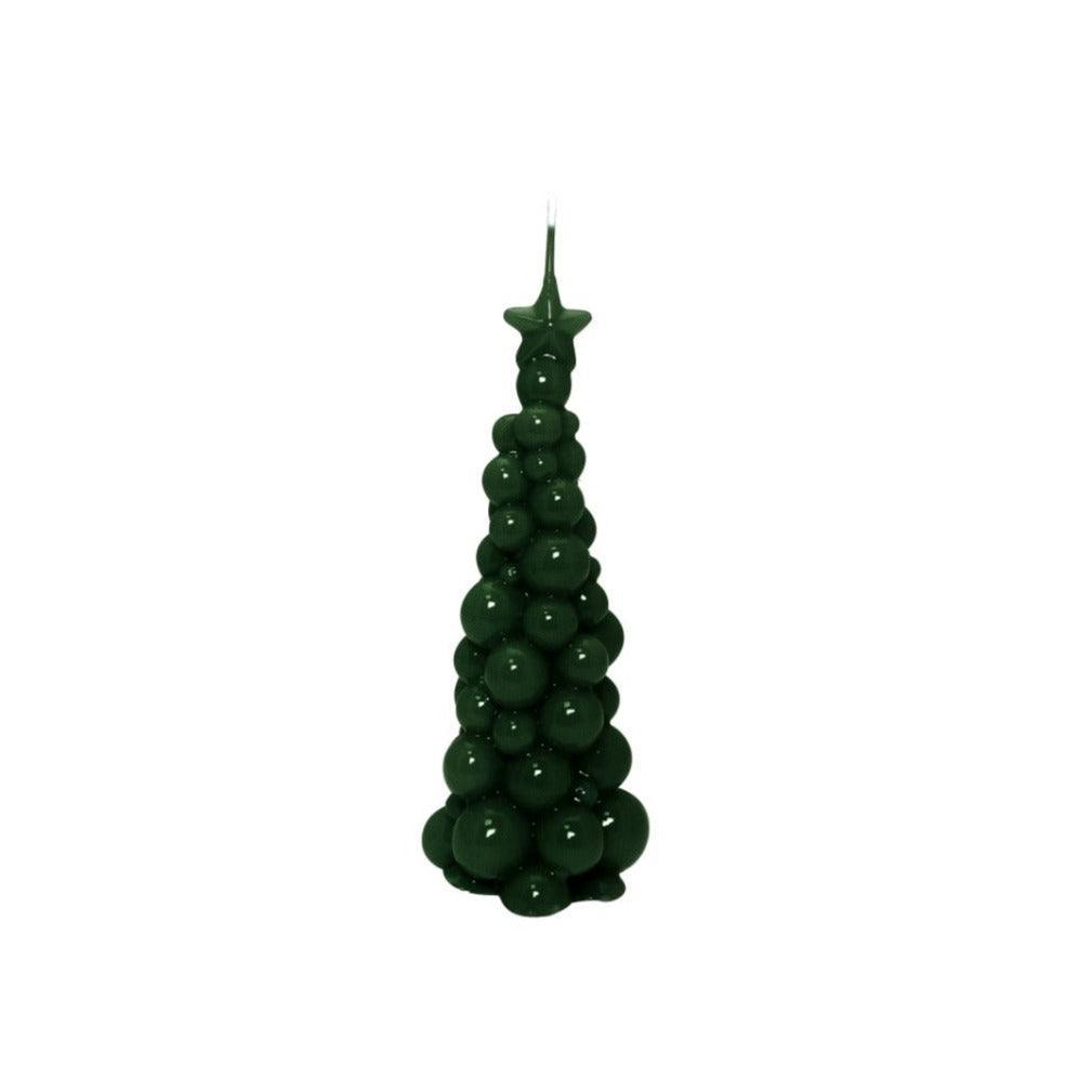 Weihnachtsbaum Kerze in Dunkelgrün | Höhe 21 cm