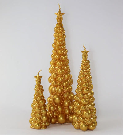 Weihnachtsbaum Kerze in Gold | Höhe 21 cm