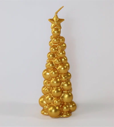 Weihnachtsbaum Kerze in Gold | Höhe 21 cm