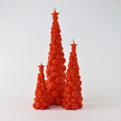 Weihnachtsbaum Kerze in Orange | Höhe 21 cm