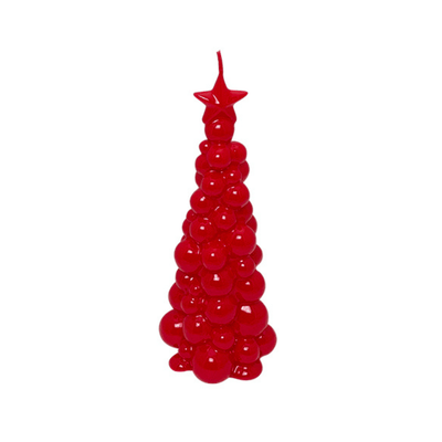 Weihnachtsbaum Kerze in Rot | Höhe 21 cm