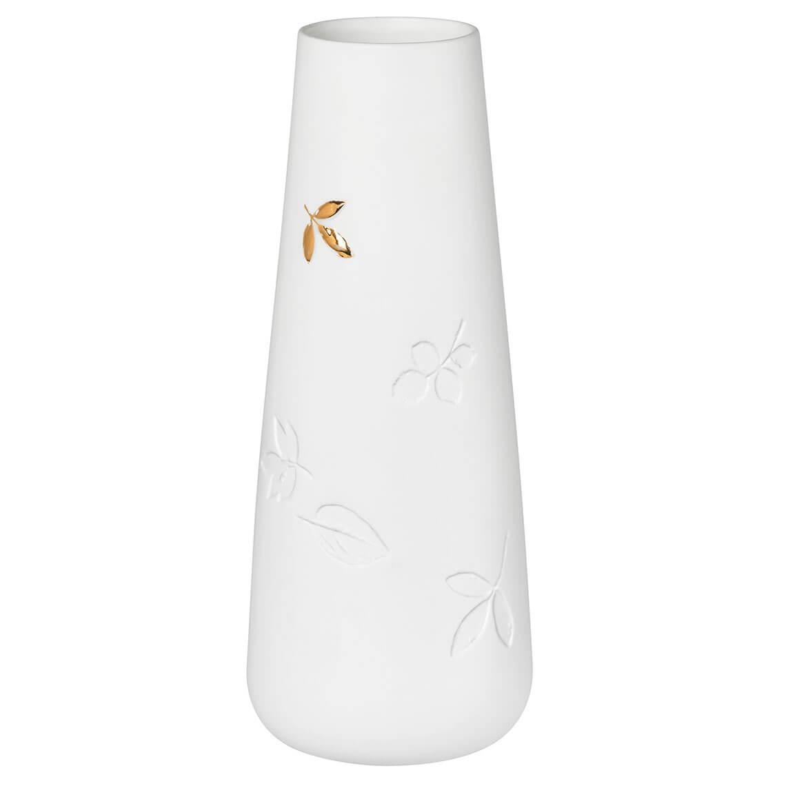 Räder Porzellangeschichten Vase mit goldenem Blatt | H 21 cm