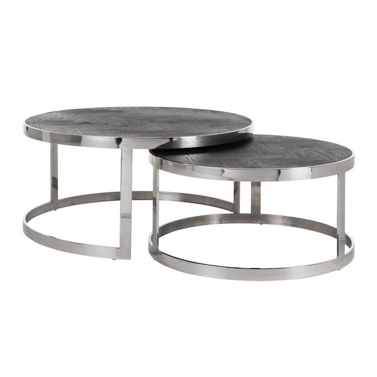 Richmond Interiors 2er Set Couchtisch Blackbone | Silber