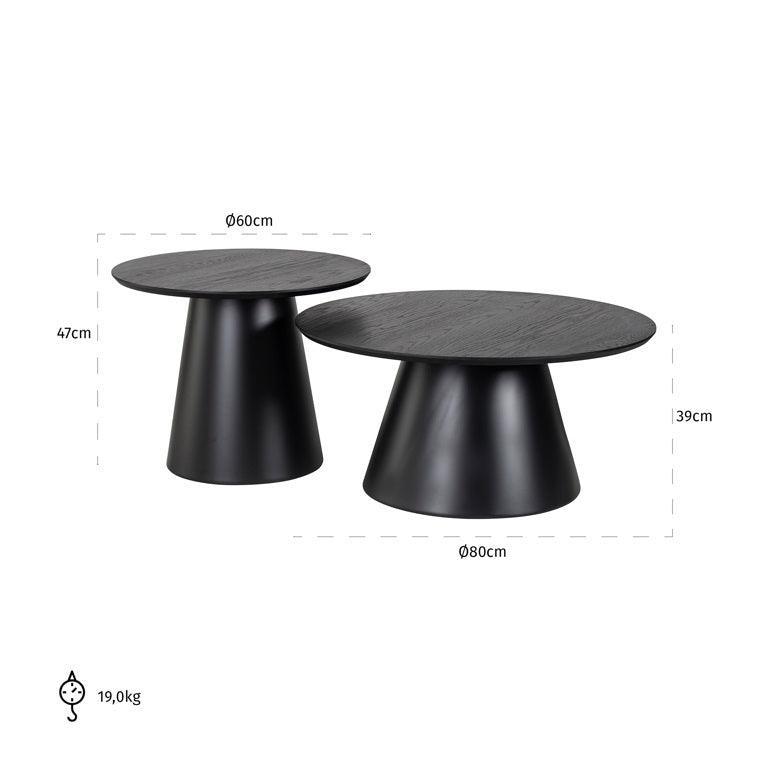 Richmond Interiors 2er Set Couchtisch Jazz | Schwarz