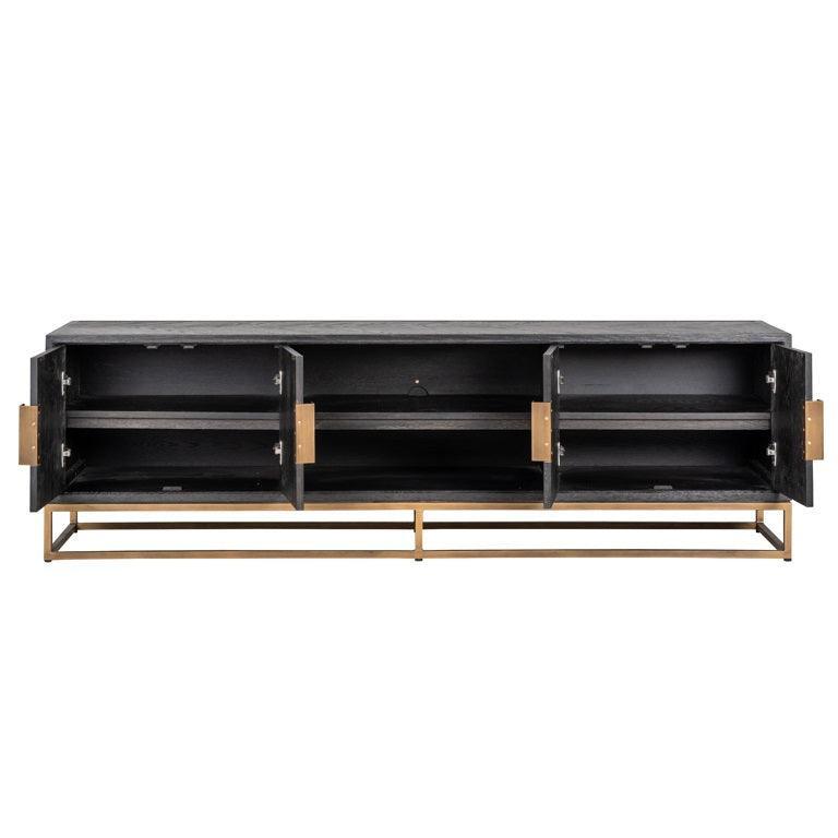 Richmond Interiors 4-türiges TV Lowboard Blackbone brass | 200x43 cm