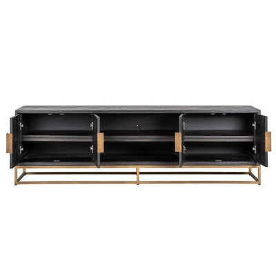 Richmond Interiors 4-türiges TV Lowboard Blackbone brass | 200x43 cm