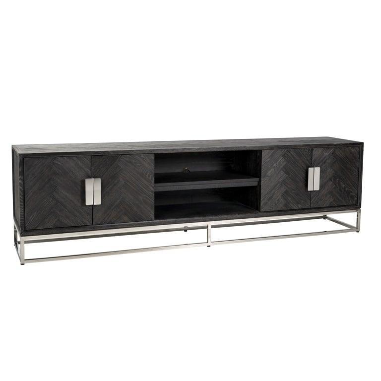 Richmond Interiors 4-türiges TV Lowboard Blackbone Silber | 220x42,5 cm