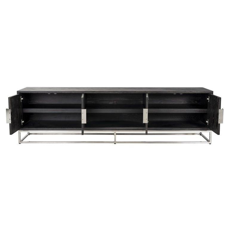 Richmond Interiors 4-türiges TV Lowboard Blackbone Silber | 220x42,5 cm