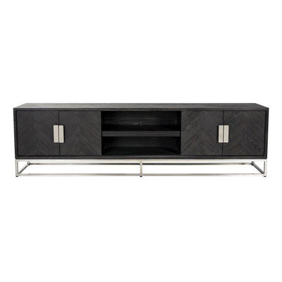 Richmond Interiors 4-türiges TV Lowboard Blackbone Silber | 220x42,5 cm