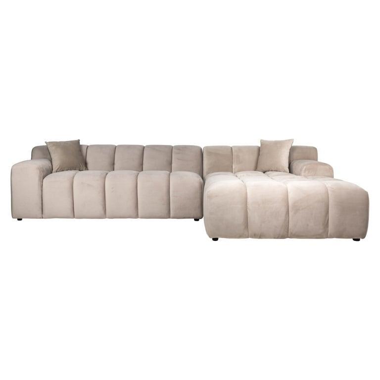 Richmond Interiors Ecksofa Cube 3 Sitzer mit Lounge Rechts | Samt Khaki