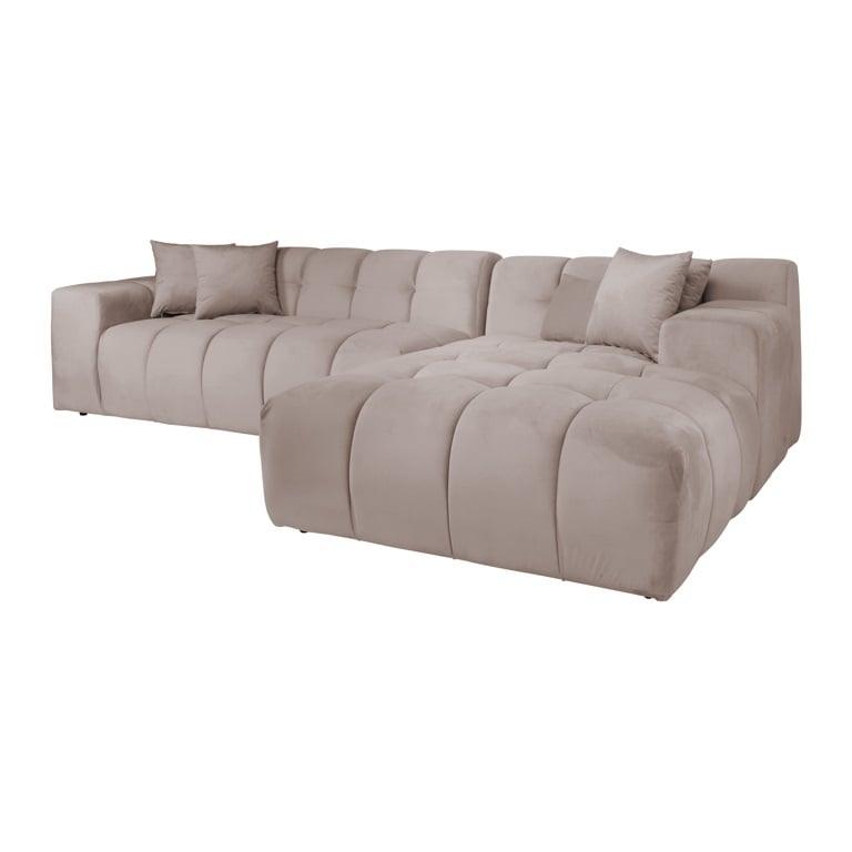 Richmond Interiors Richmond Interiors Ecksofa Cube 3 Sitzer mit Lounge Rechts | Samt Khaki Codeso Living