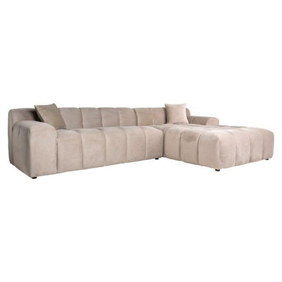 Richmond Interiors Ecksofa Cube 3 Sitzer mit Lounge Rechts | Samt Khaki