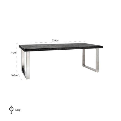 Richmond Interiors Esstisch Blackbone Silber | 220x100 cm