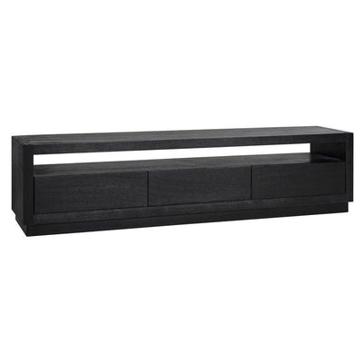 Richmond Interiors TV Lowboard Oakura Schwarz mit 3 Schubladen | 185x40 cm