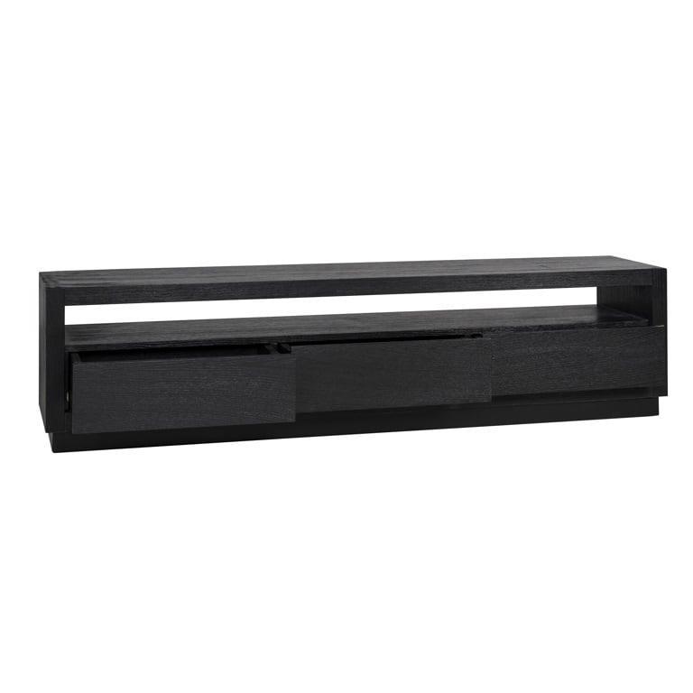 Richmond Interiors TV Lowboard Oakura Schwarz mit 3 Schubladen | 185x40 cm